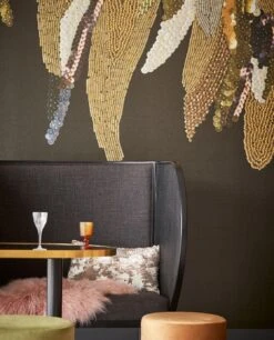 MUSEUM Wallpaper Mural Embroidered Feathers -Crockers Paints Store 307408 and 307411