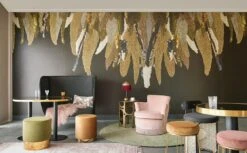 MUSEUM Wallpaper Mural Embroidered Feathers -Crockers Paints Store 307411 helemaal