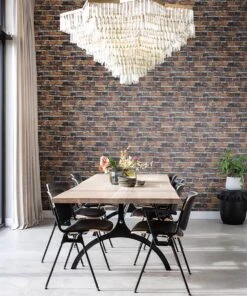 FACTORY IV Wallpaper Brick Texture -Crockers Paints Store 428063 roomset1