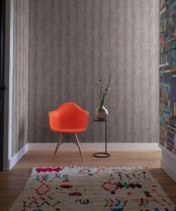 FACTORY IV Wallpaper Concrete Stripe -Crockers Paints Store 429435 roomset1